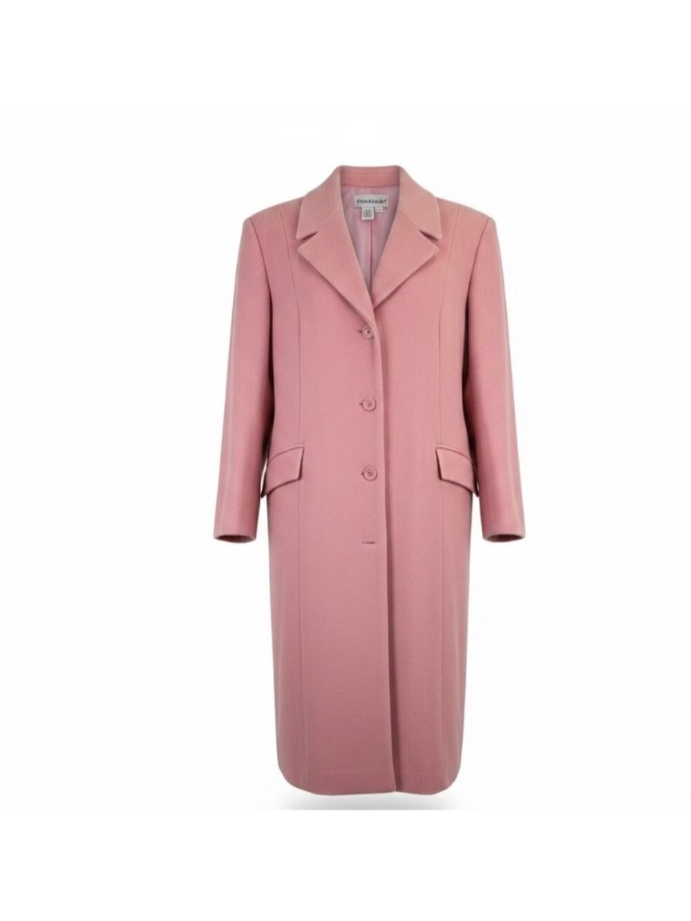 Jessica London Womens Pink Wool Blend Long Button-Front Coat Size 20WT
